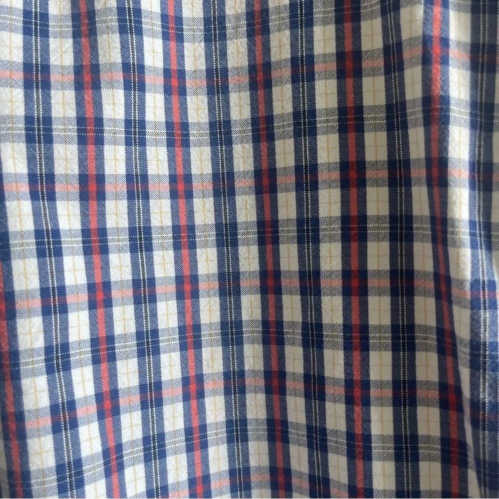 J.Crew Sunwashed Oxford Shirt Mens XL Tailored Blue Red Plaid Button Down Cotton